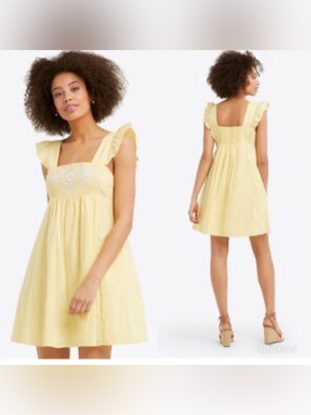 Draper James Pale Yellow Ruffle-Shoulder Sundress